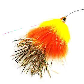 Eumer Spintube Pike 45g kastfluga gul/orange/hologuld tinsel