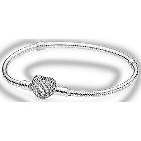 Pandora armband, pavéhjärta silver 590727CZ 18cm