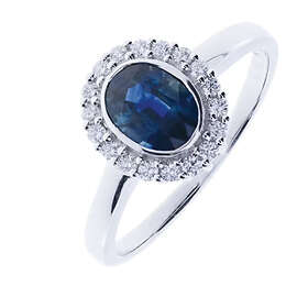 Henrik Ørsnes Design 14 Karat Vitguld Ring Med Diamanter 0,16 Carat W/si Og Safir 50-70535-1555S-52