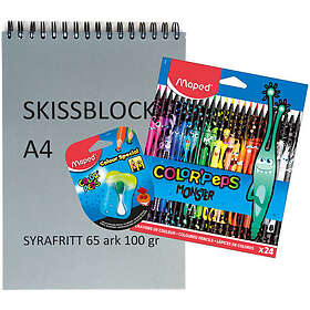Maped Color'Peps Monster Målarset med Färgpennor och Pennvässare A4