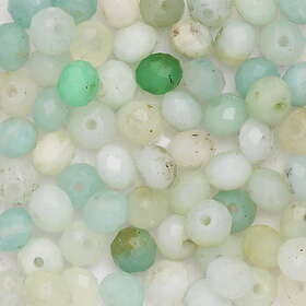 CirKa 80 facetterade pärlor i ljusa havsnyanser – natursten amazonsten – 4 mm i diameter, 2,5 mm tjocka, 0,9 mm håldiameter