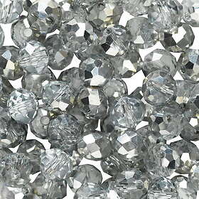 Silver Glaspärla facett 80st