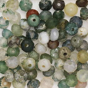 CirKa 80 facetterade pärlor i gröna, mörka och ljusa nyanser – natursten agat – 4 mm i diameter, 2,5 mm tjocka, 0,9 mm håldiameter