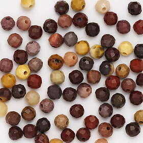 CirKa 65 facetterade bruna pärlor av natursten morganit – 3 mm i diameter, 0,9 mm håldiameter