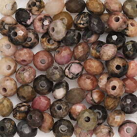 CirKa 80 facetterade pärlor i dova nyanser – natursten onyx – 4 mm i diameter, 2,5 mm tjocka, 0,9 mm håldiameter