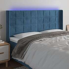 vidaXL Sänggavel LED blå 163x16x118/128 cm sammet 3124106
