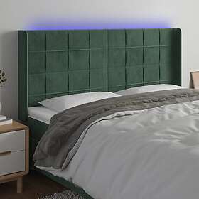 vidaXL Sänggavel LED mörkgrön 183x16x118/128 cm sammet 3124111