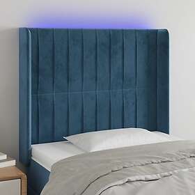 vidaXL Sänggavel LED mörkblå 83x16x118/128 cm sammet 3124320