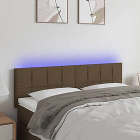 vidaXL Sänggavel LED mörkbrun 144x5x78/88 cm tyg 3121613