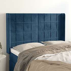 vidaXL Sänggavel med kanter mörkblå 147x16x118/128 cm sammet 3119632