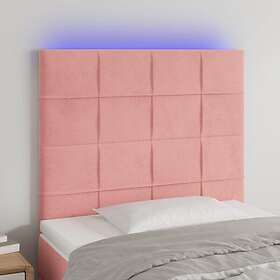 vidaXL Sänggavel LED rosa 80x5x118/128 cm sammet 3122459