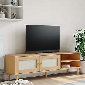 vidaXL Tv-bänk SENJA rottinglook brun 158x40x49 cm massiv furu 358043