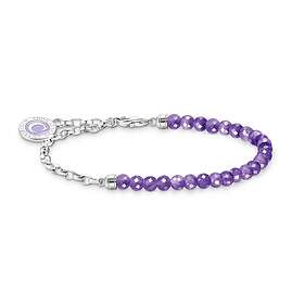 Thomas Sabo Charm Club Charmista violet purple stone beads silver armband 19 cm A2130-007-13-L19v