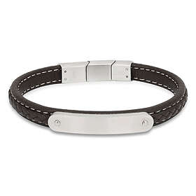 Ace of Spades brun armband med platta läder/stål SSLB-104