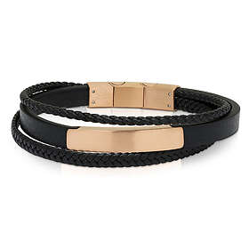 Ace of Spades svart armband med platta läder/stål SSLB-116RG