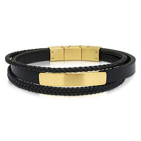 Ace of Spades svart armband med platta läder/stål SSLB-116GP