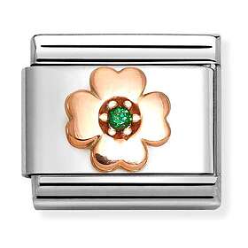 Nomination Classic rose gold four-leaf clover green cz 430305/44