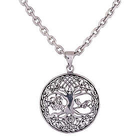 Northern Viking Jewelry Tree Of Life with Raven and Sleipnir silver berlock NVJ-H-RS071