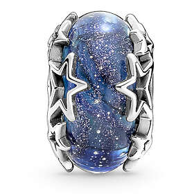 Pandora Galaxy Blue & Star Murano Sterling silver glittery blue glass berlock 790015C00