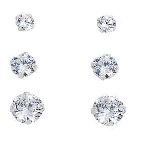 Silver Bar smyckeset med tre par zirkonia örhängen white 8738