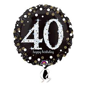 Silver Folieballong Sparkling Birthday 40