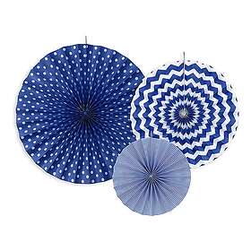 PartyDeco Pappersfjädrar Blå Hängande Dekoration 3-pack
