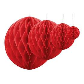 PartyDeco Honeycomb Boll Röd 10 cm