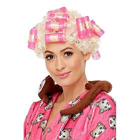 Smiffys Vit Tantperuk med Hårrullar One size