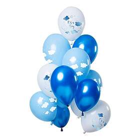 ITS Ballonger White/Blå a Boy 12-pack