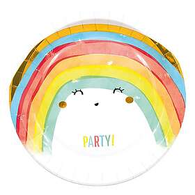 Globos Europe Papperstallrikar Rainbow Party 8-pack
