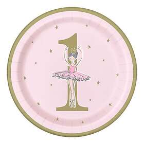Unique Party Papperstallrikar Ballerina 1 år 8-pack