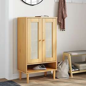 vidaXL Skoskåp SENJA rottinglook brun 59,5x35x107 cm massivt trä 358049