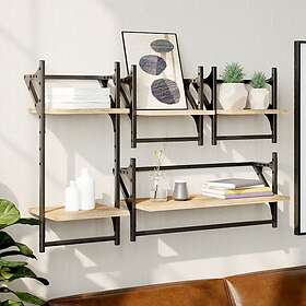 vidaXL Vägghyllor 4 st med stänger sonoma-ek konstruerat trä 836264