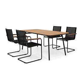 Selected Home Hönö matgrupp Black/svart med teak 4 armchairs & bord 194 cm