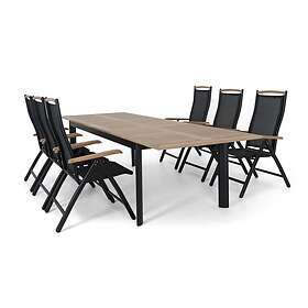 Selected Home Nice matgrupp Black/svart i teak 6 chairs & bord 224-304 cm