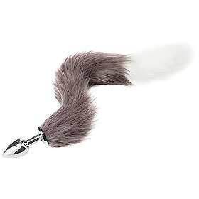 Fox BeHorny Tail Butt Furry analplugg, kattsvans, grå/vit