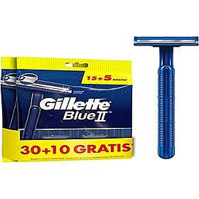 Gillette Blue II Man rakapparat, Engångs rakblad med Fast huvud, 30+10 gratis, 40 enheter, Blå