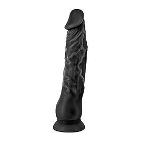 Real Body dildo, istisk, 21,5 cm, med sugpropp, svart