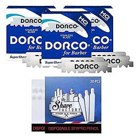 Dorco Lamette 3 x 100 rostfritt stål Single Edge Razor Blades 20 Hemostatiska Shave Factory-tändstickor