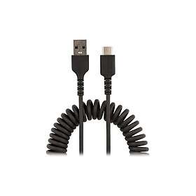 StarTech .com 50 cm USB-A till C-laddningskabel, kraftig spiralkabel för snabb laddning och synkronisering, USB 2,0 A till USB Type-C-kabel 