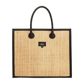 ATP Atelier Alfano Natural/Black Raffia/Vacchetta Large Tote Bag