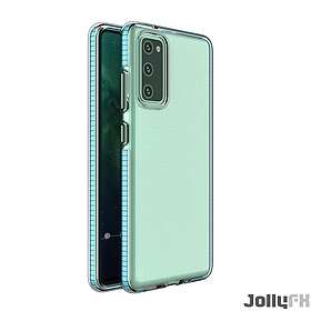JollyFX JollyFX Spring Case klart TPU gel skal med färgstark ram för Galaxy S21 5G - Ljusblå