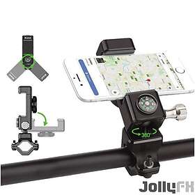 JollyFX Justerbar hållare för telefoncykelfäste för styret med kompass Svart