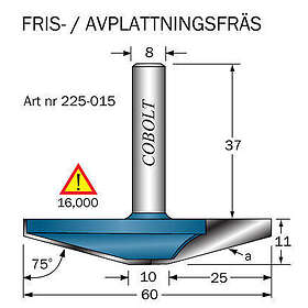 Cobolt Frisfräs D=60 75 grader S=8