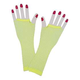 80-tals Fingerlösa Näthandskar Neongul