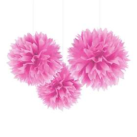 Pom-Poms Rosa Takdekoration 3-pack