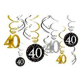 Swirls 40 Gull/Silver Hängande Dekoration 12-pack