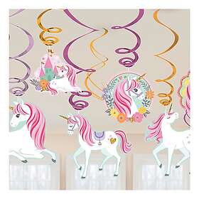 Swirls Unicorn Party Hängande Dekoration 12-pack