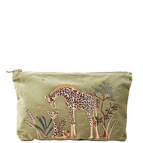 Elizabeth Scarlett Giraffe Mother and Baby Olive Velvet Everyday Pouch