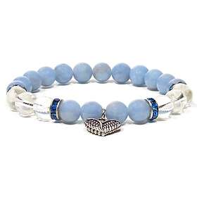 Kristallpunkten Armband Angelit & Bergkristall m Änglarvingar, 1 st